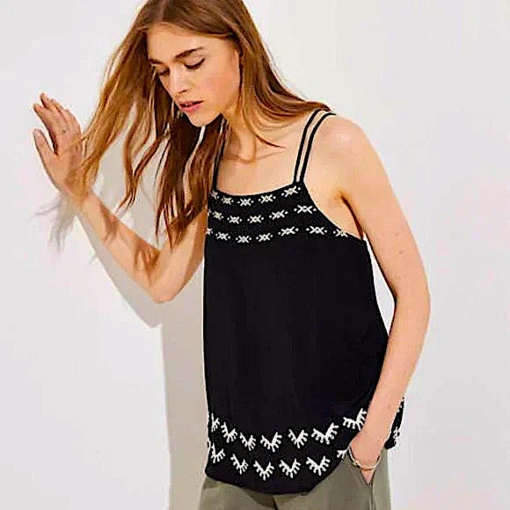 Loft black cami blouse NWT